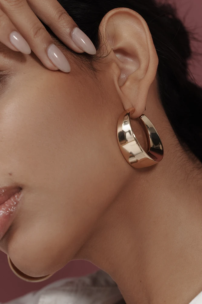 Thick Rocker Hoop Earrings