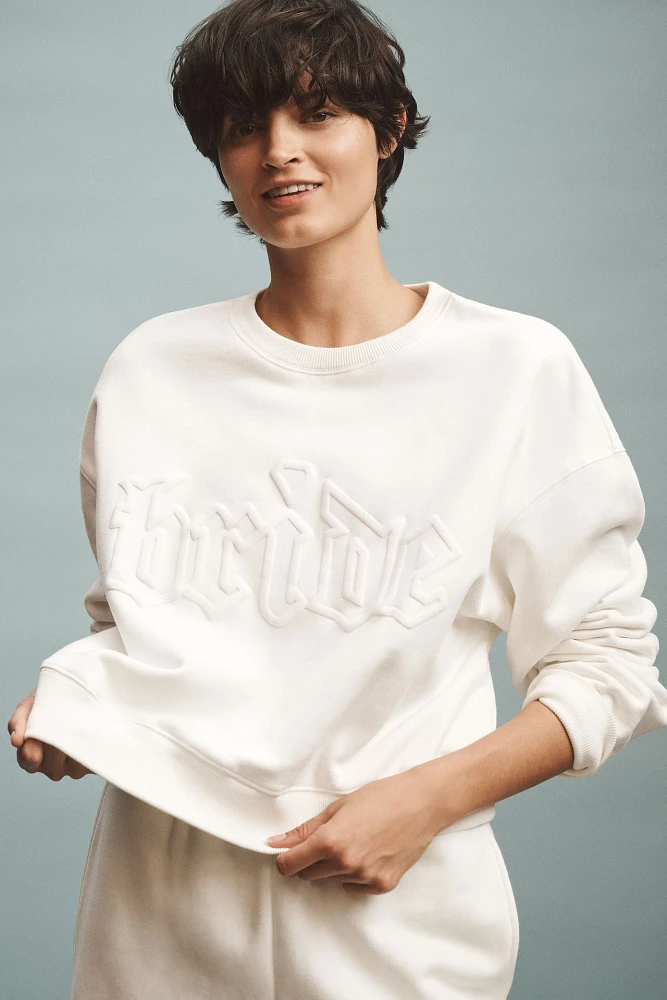 BRIDEMERCH Bride Oversized Cropped Crew-Neck Sweatshirt