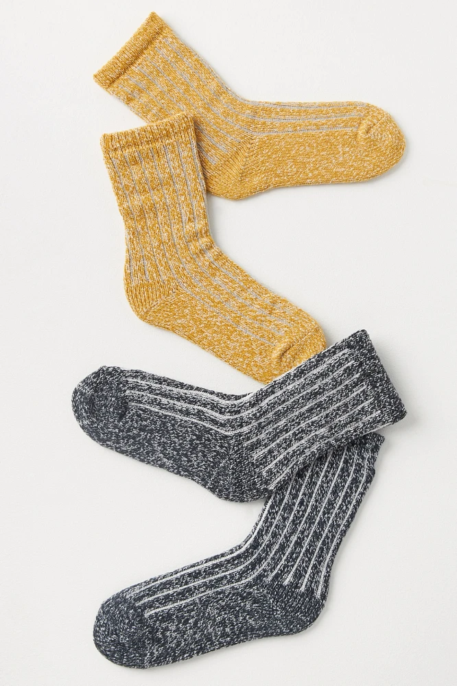 Lemon Ribbed Marled Socks, Set of 2