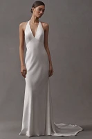 Jenny by Yoo Jennifer Plunge Satin Wedding Gown