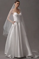 Jenny Yoo Romina Strapless Cowl-Neck A-Line Taffeta Wedding Gown