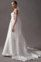 Jenny Yoo Romina Strapless Cowl-Neck A-Line Taffeta Wedding Gown