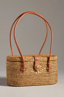 By Anthropologie Structured Rattan Bag