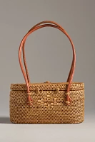 By Anthropologie Structured Rattan Bag