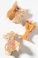 Frasier Sterling Teddy Bear Hair Claw Clips, Set of 3