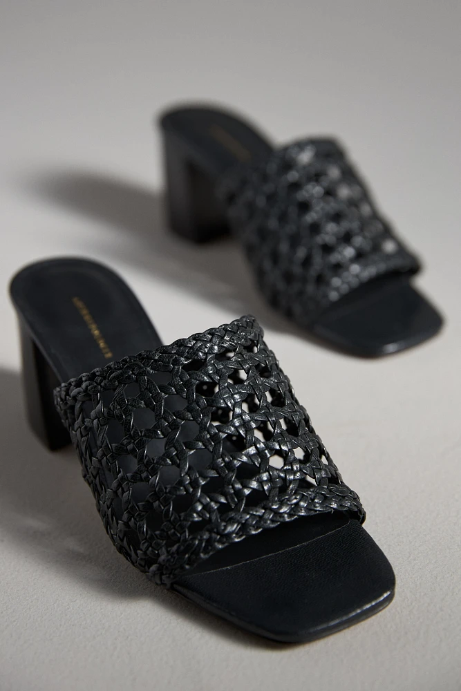 By Anthropologie Woven Block-Heel Mule Sandals