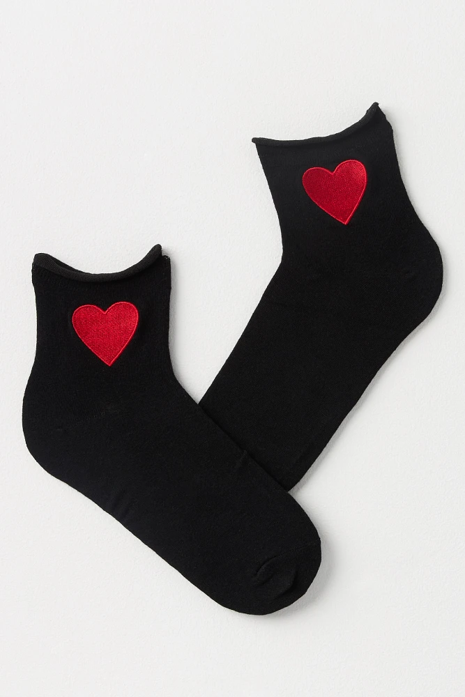 MeMoi Heart Roll-Top Socks