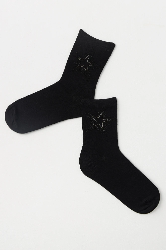 MeMoi Starstruck Rhinestone Embellished Socks