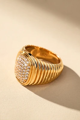 Luv Aj Oval Bezel Ribbed Ring