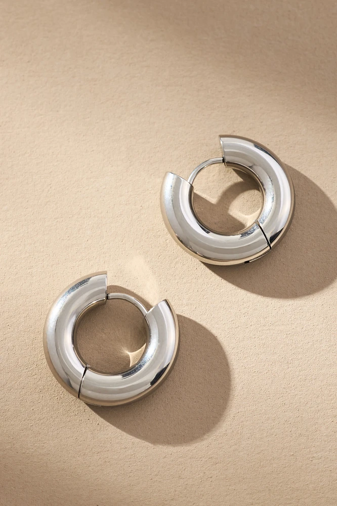 Thick Puffy Hinged Huggie Hoop Earrings