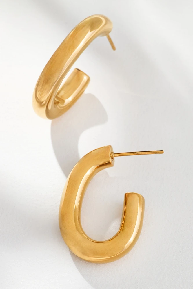 Oval Huggie Hoop Earrings