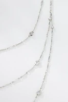 Clear Stone Long Layered Necklace