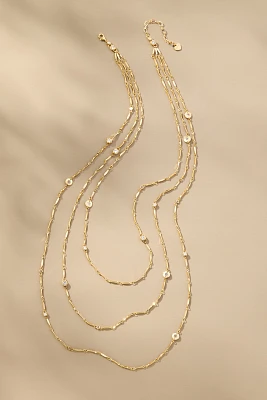 Clear Stone Long Layered Necklace