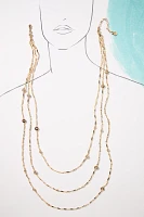 Clear Stone Long Layered Necklace