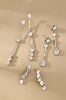 Long Crystal Drop Earrings, Set of 3
