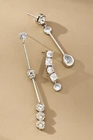 Long Crystal Drop Earrings, Set of 3