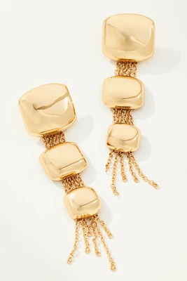 Puffy Square Chain Drop Earrings