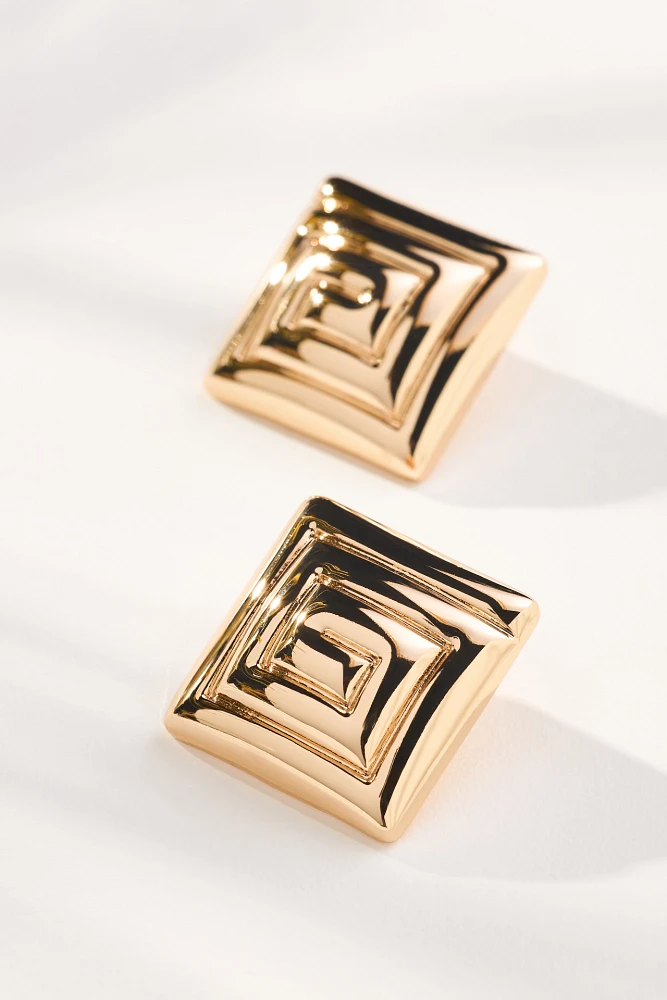 Swirled Square Post Earrings