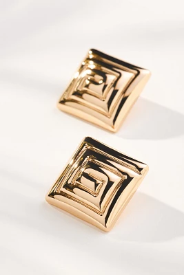 Swirled Square Post Earrings