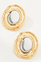 Mixed Metal Oval Post Earrings