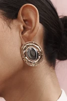 Mixed Metal Oval Post Earrings