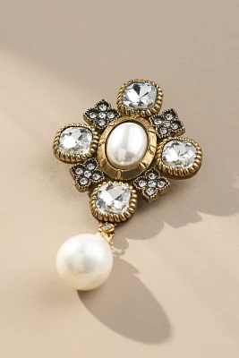 Crystal & Pearl Drop Brooch