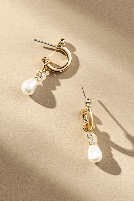 Crystal & Pearl Huggie Hoop Earrings