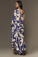 Diarrablue Satu Printed Long-Sleeve One-Shoulder Maxi Dress