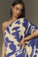 Diarrablue Satu Printed Long-Sleeve One-Shoulder Maxi Dress