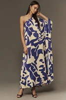 Diarrablue Satu Printed Long-Sleeve One-Shoulder Maxi Dress