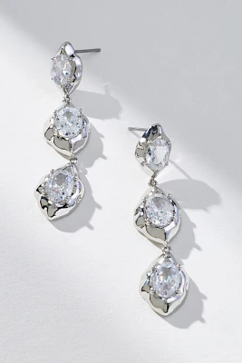 Triple-Crystal Post Earrings