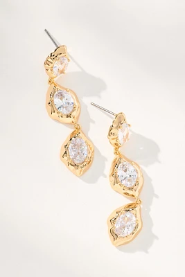 Triple-Crystal Post Earrings