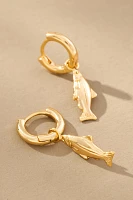 Portofino Fish Charm Huggie Hoop Earrings