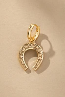 Horseshoe Charm Huggie Hoop Earrings