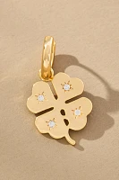 Four-Leaf Clover Charm Huggie Hoop Earrings