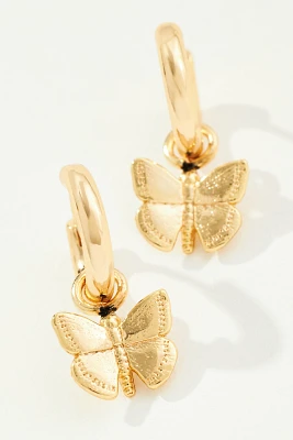 Butterfly Charm Huggie Hoop Earrings