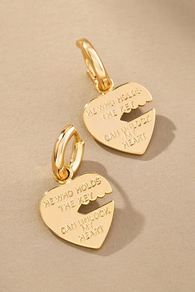 Key To My Heart Charm Huggie Hoop Earrings