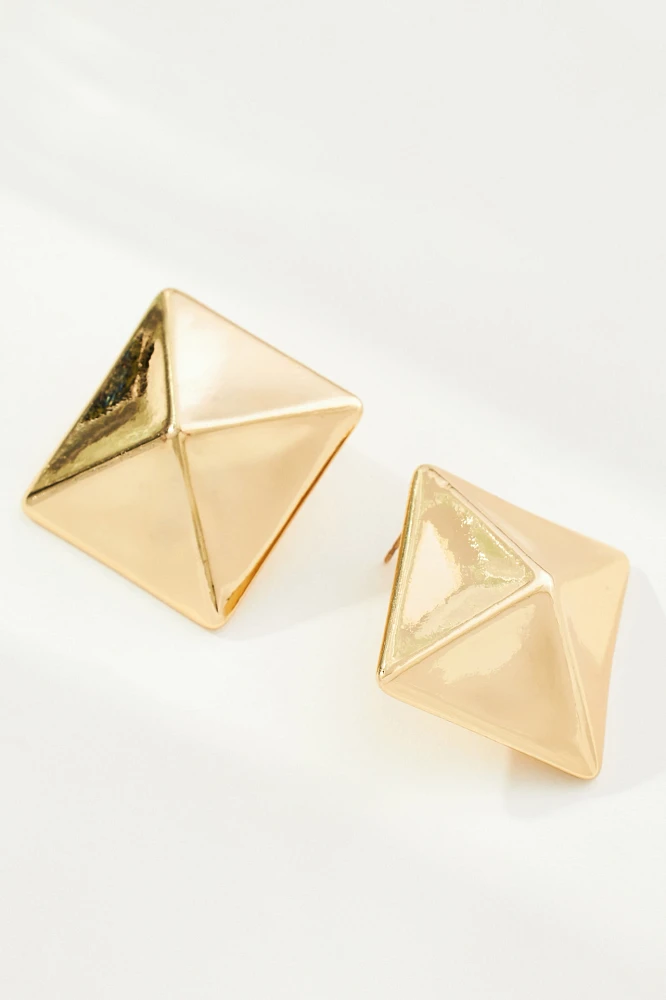 Square 3D Pyramid Post Earrings