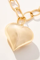 Large Solid Heart Charm Link Necklace