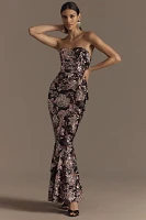 Dress The Population Paris Sequin Ruffle Strapless Maxi