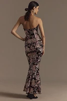 Dress The Population Paris Sequin Ruffle Strapless Maxi