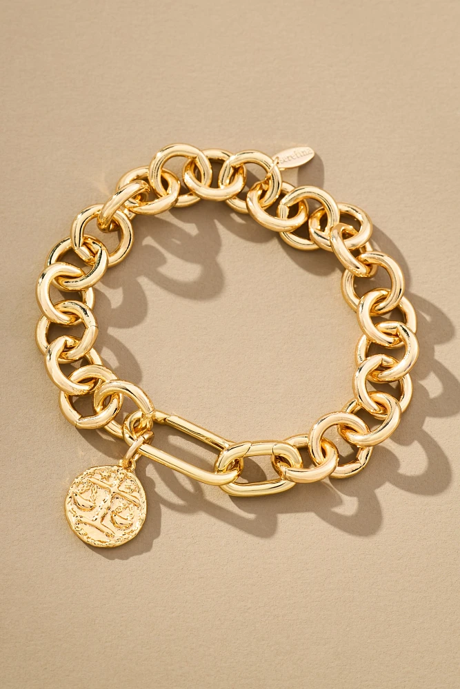 Chunky-Chain Coin Charm Bracelet