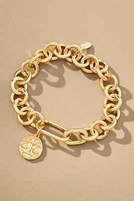 Chunky-Chain Coin Charm Bracelet