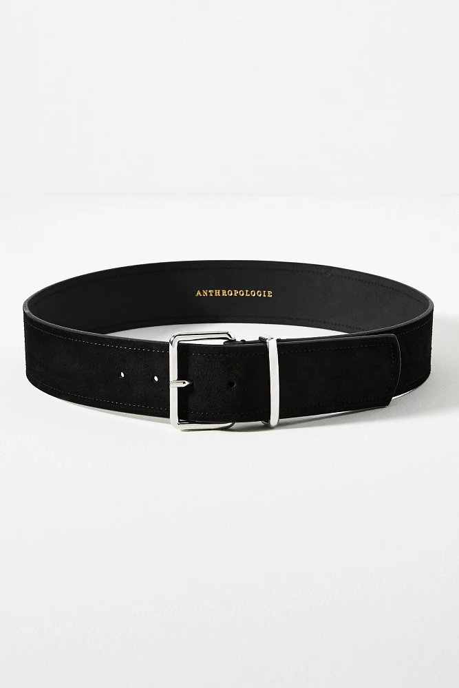 Square-Buckle Suede Belt