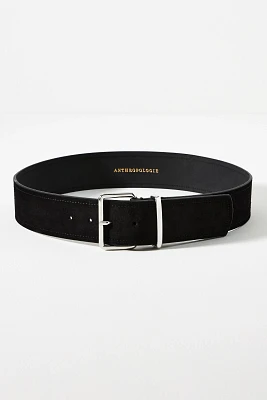 Square-Buckle Suede Belt