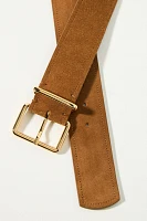 Square-Buckle Suede Belt