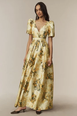 BHLDN Aurora Puff-Sleeve Taffeta Maxi Dress