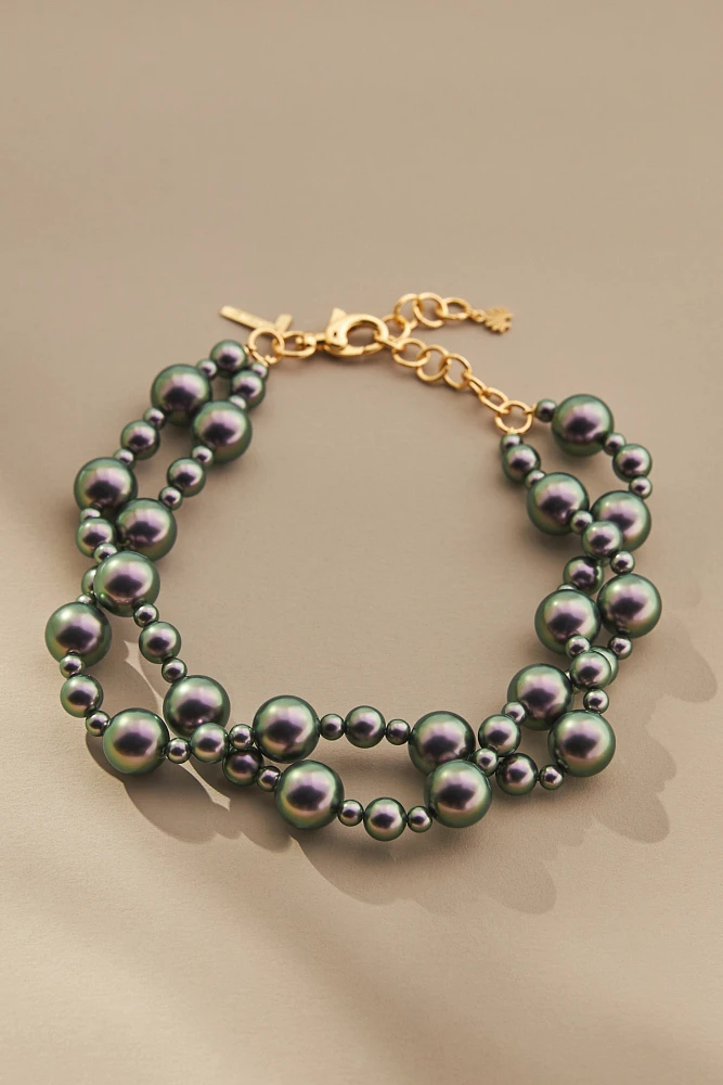 Lele Sadoughi Tahitian Pearl Jackie Double Row Necklace