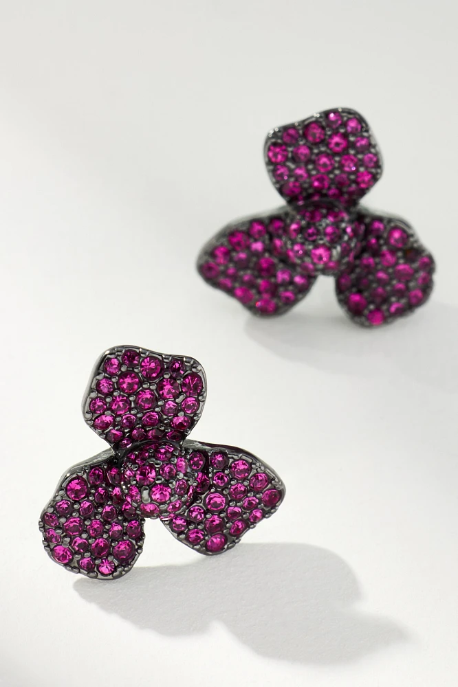 Lele Sadoughi Raspberry Pavé Trillium Stud Earrings