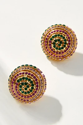 Lele Sadoughi Jeweled Meadow Spiral Button Earrings